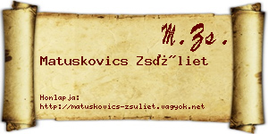 Matuskovics Zsüliet névjegykártya